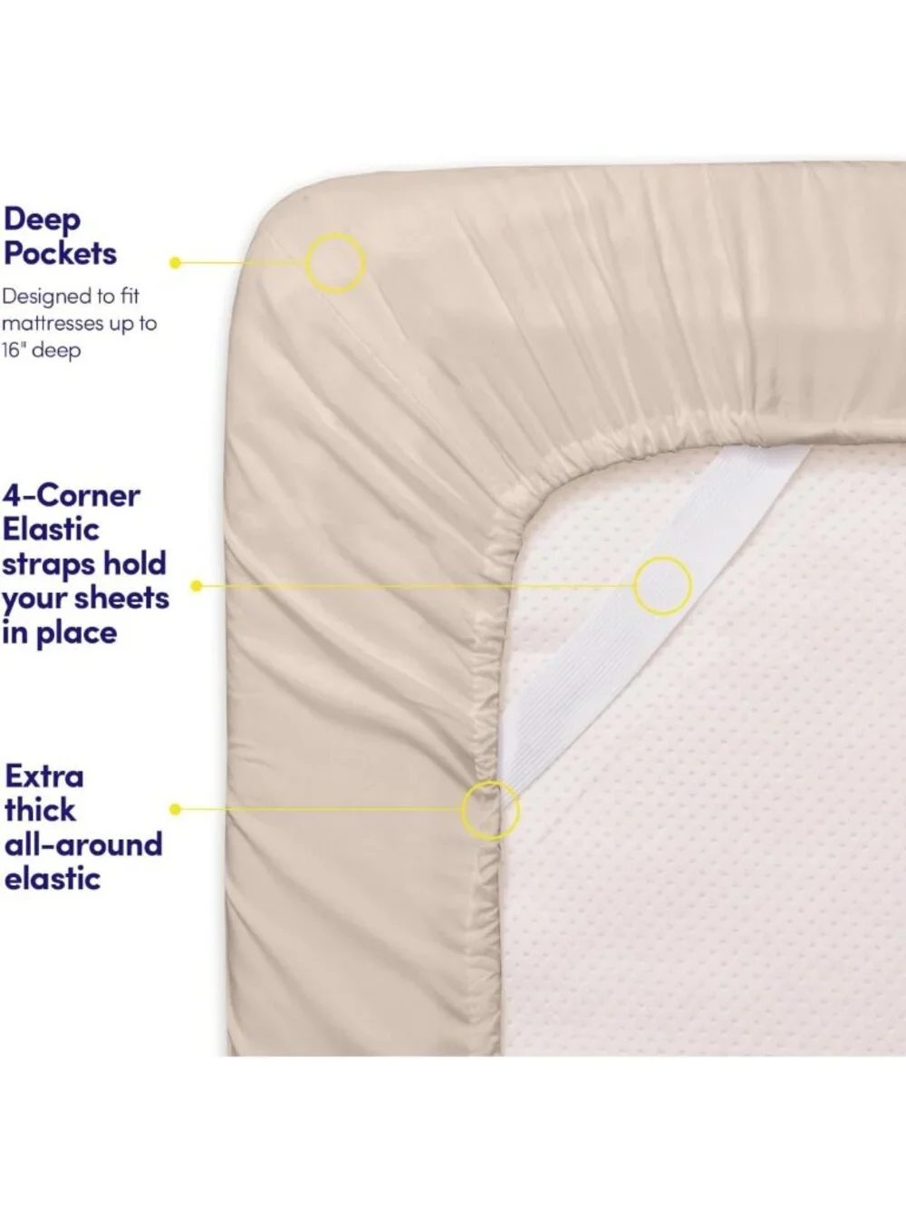 Luxury Queen Sheet Set - Extra Soft Beige Cream Bed Sheets & Pillowcases, Deep